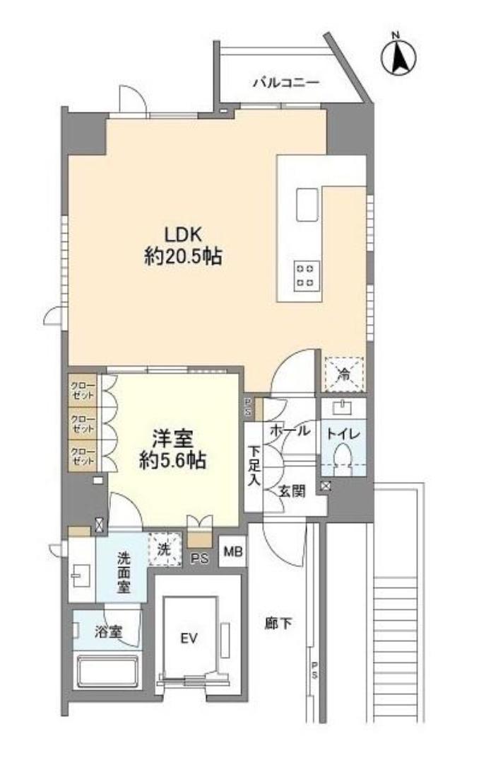 クレヴィア南麻布(1LDK/13階)の間取り写真