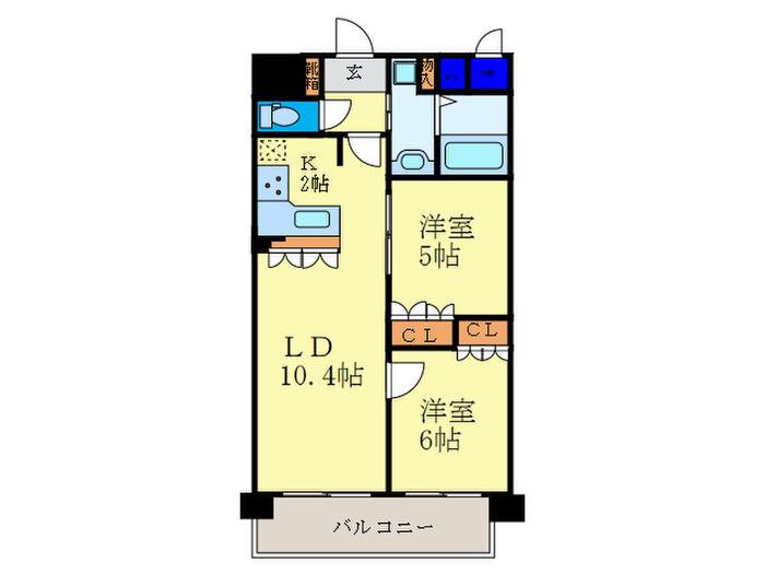 リーガル京都聖護院(2LDK/3階)の間取り写真
