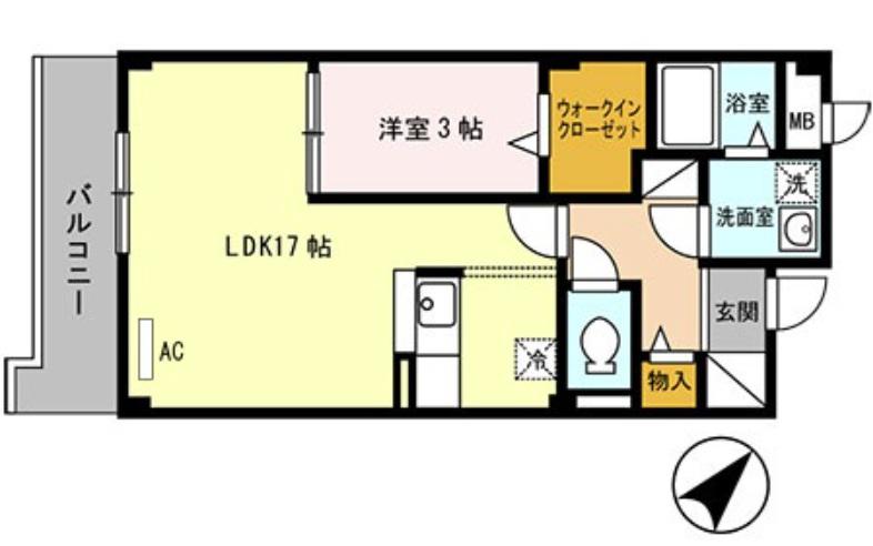 ヴァンエステート北在家(1LDK/3階)の間取り写真