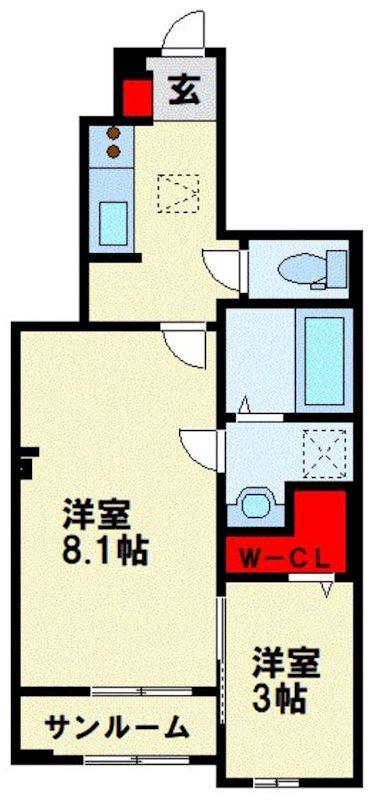 フラワーヒルズ II(2K/1階)の間取り写真