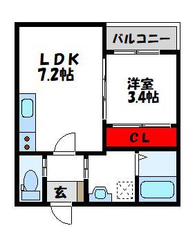 BRAVE BASE 遠賀 サウス(1LDK/1階)の間取り写真