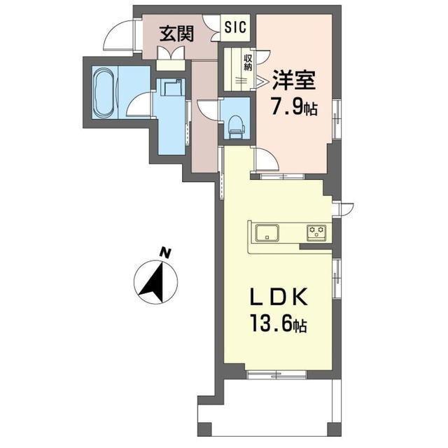 ウイスタリア(1LDK/1階)の間取り写真