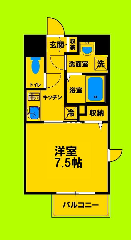 ラドゥセール江坂2(1K/4階)の間取り写真