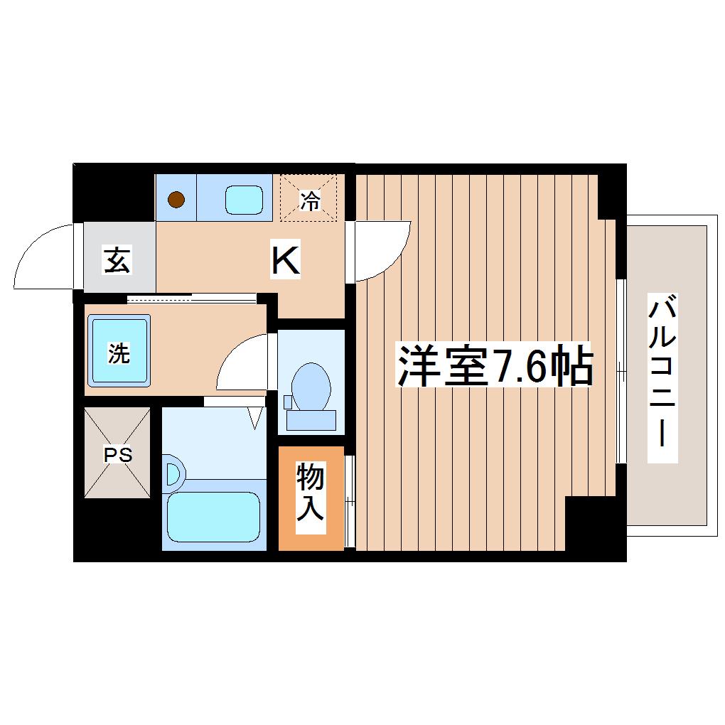 多賀城ロジュマンG棟(1K/11階)の間取り写真
