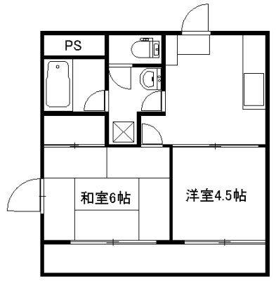 パレスヒルズ(2DK/3階)の間取り写真