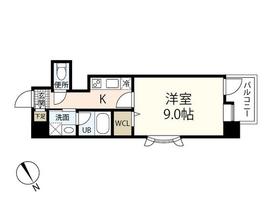 メルシー博丈(1K/9階)の間取り写真