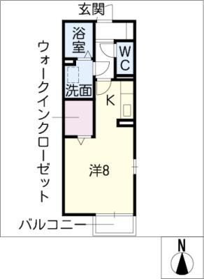 ウィルステージ陶生(ワンルーム/1階)の間取り写真