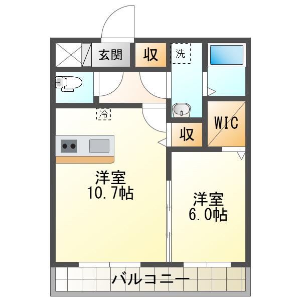 クレヨンハイツII(1LDK/2階)の間取り写真