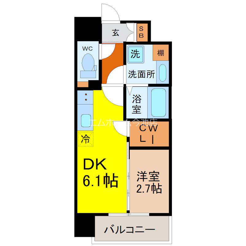 パートナーズ今池(1DK/9階)の間取り写真