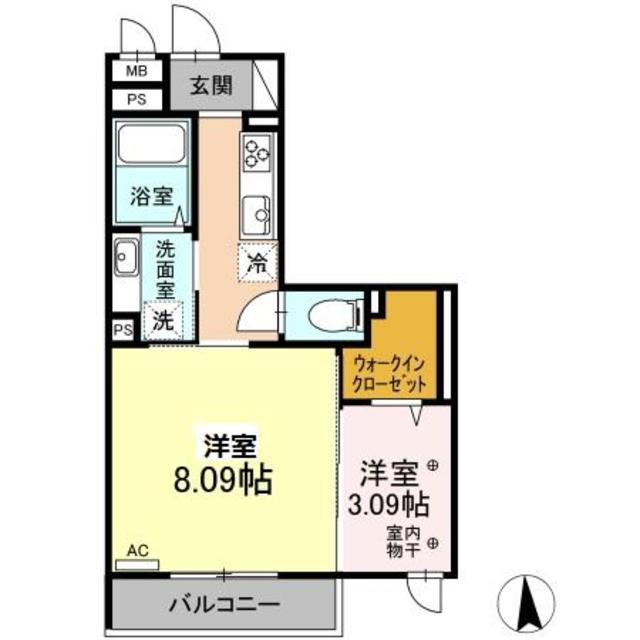 グランメゾン北野(2K/1階)の間取り写真