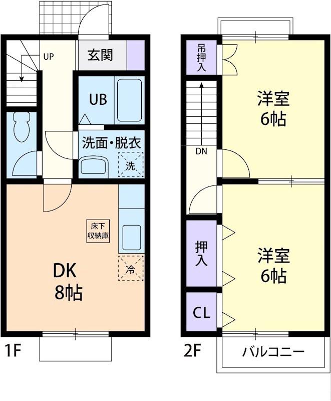 フォレストヒルB(2DK/1階)の間取り写真