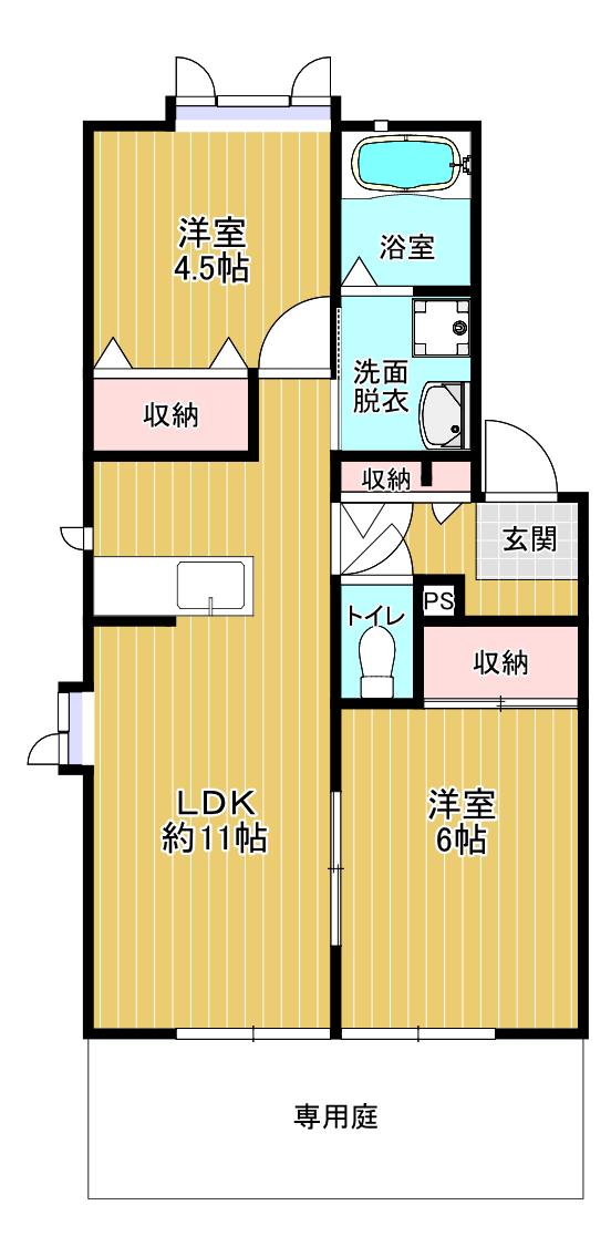 レーベンパレス(2LDK/1階)の間取り写真