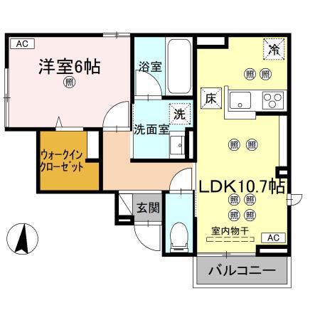 ステラヴィータ B棟(1LDK/1階)の間取り写真