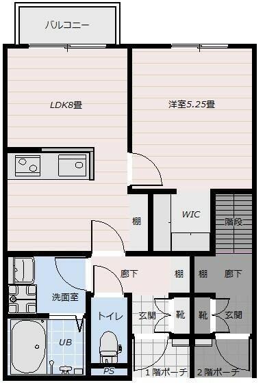 ドールヒルズA棟(1LDK/1階)の間取り写真