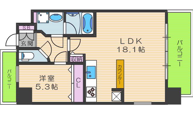 ラグレース福島(1LDK/10階)の間取り写真