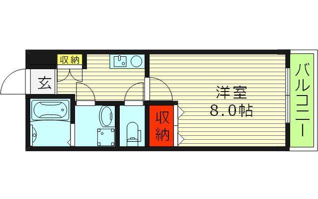 アクアパレスVII (1K/2階)の間取り写真