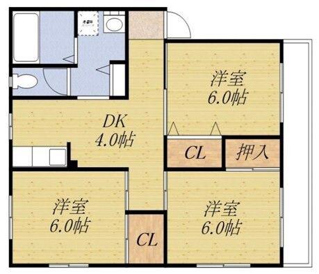 マンションエンジ(3DK/1階)の間取り写真