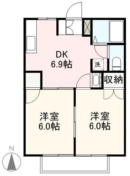 シャルムM(2DK/2階)の間取り写真