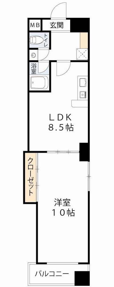 CITY SPIRE上町台(1LDK/4階)の間取り写真