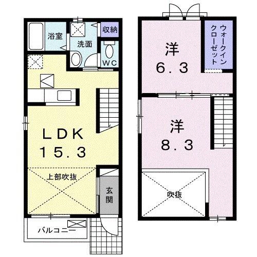 ル ソレイユ(2LDK/1階)の間取り写真