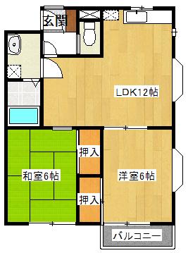 グリーンファームB棟(2LDK/2階)の間取り写真