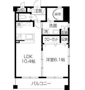 フィネス下中野(1LDK/1階)の間取り写真