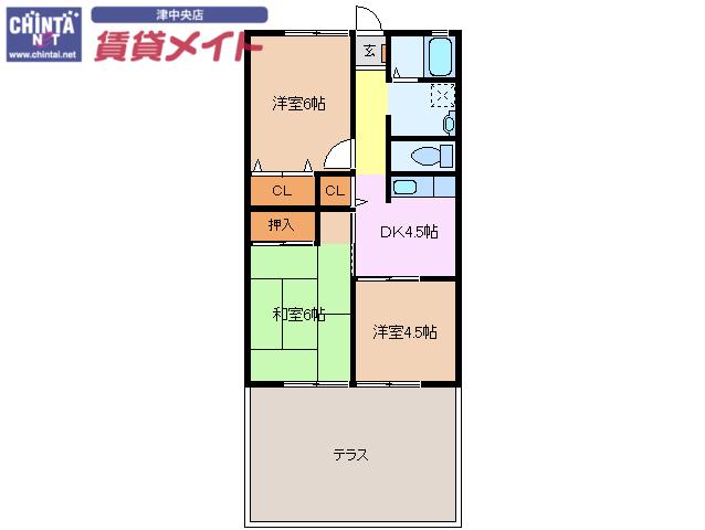 ベルメゾン194(3DK/1階)の間取り写真