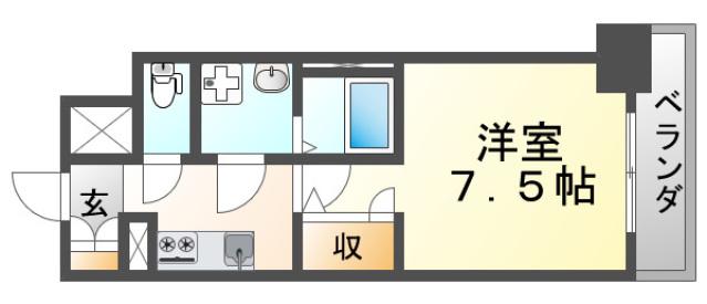 S-RESIDENCE江坂ALEGRIA(1K/8階)の間取り写真