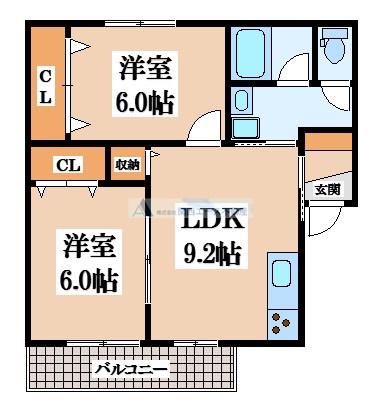 シンフォニーレジデンス若江(2LDK/1階)の間取り写真