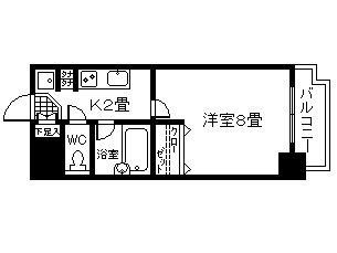AXIS甲東(1K/9階)の間取り写真