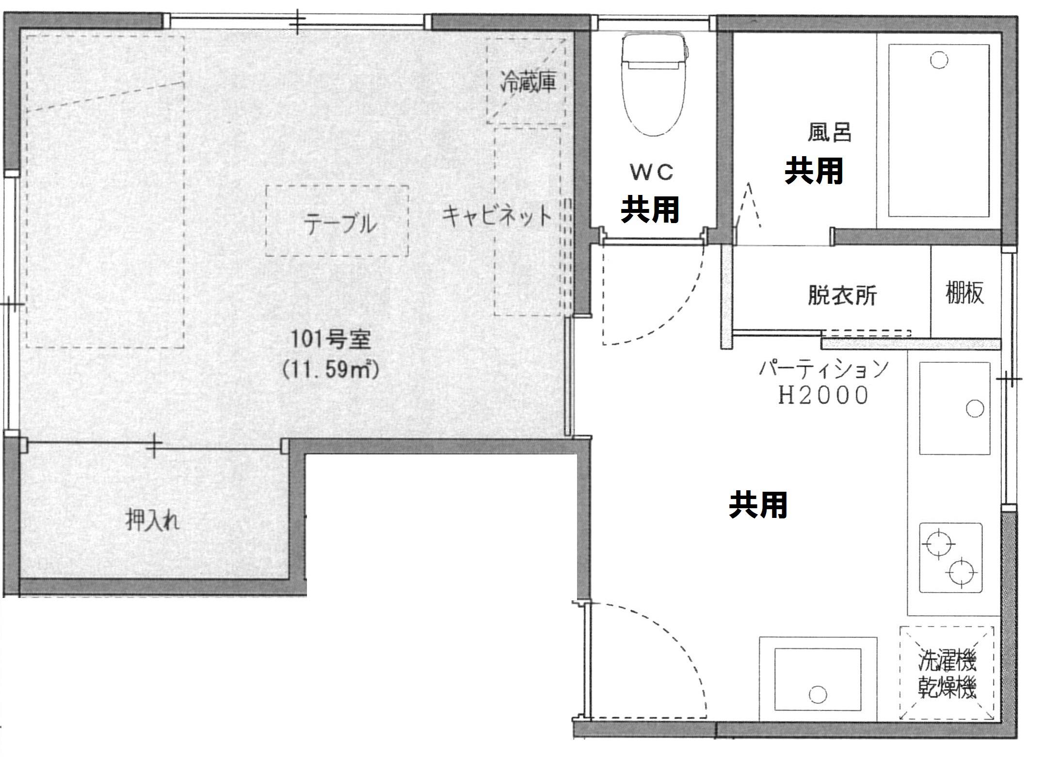 アクトハウス板橋中台(ワンルーム/1階)の間取り写真