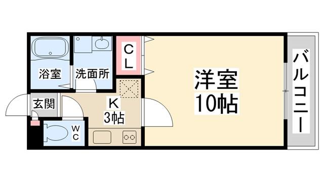メイプル南花屋敷(1K/1階)の間取り写真