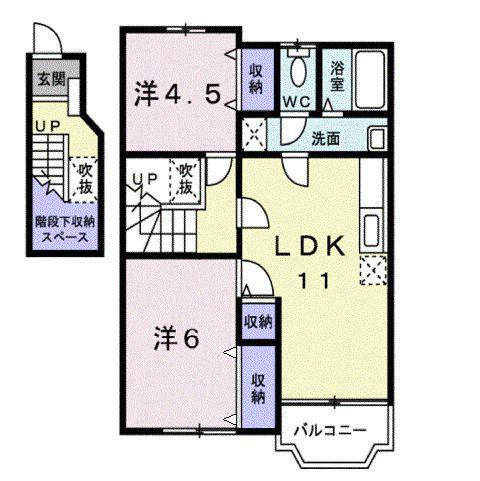 ツインクレストA(2LDK/2階)の間取り写真