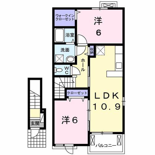 エーデルシュタイン A棟(2LDK/2階)の間取り写真