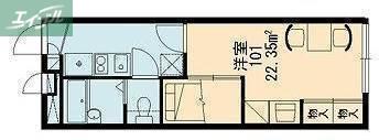 MAISON DE ROMS 伊島(1K/2階)の間取り写真
