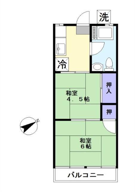大原マンション(2K/4階)の間取り写真