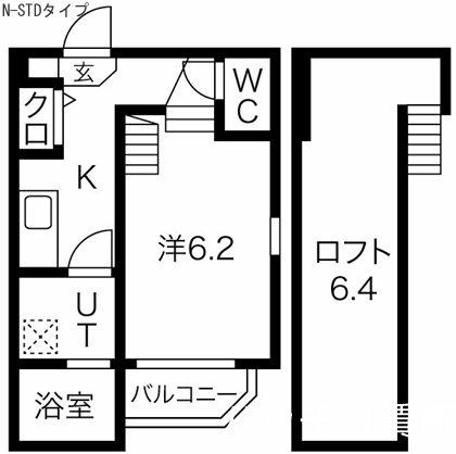 KS GARDEN栄生II(1K/2階)の間取り写真