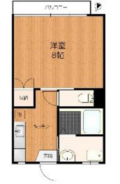 フラットN(1K/1階)の間取り写真