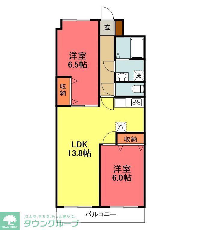 鷺沼ビューグリーン(2LDK/4階)の間取り写真