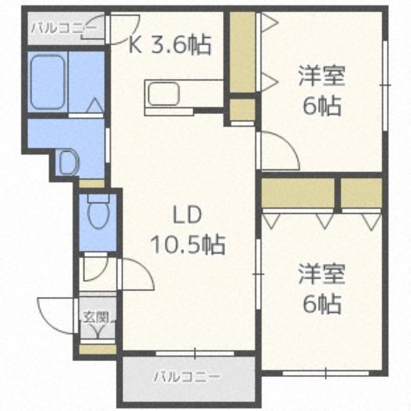 クレストN43B(2LDK/1階)の間取り写真