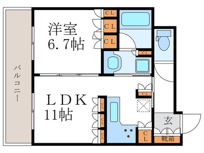 リーガル京都御所西V(1LDK/2階)の間取り写真