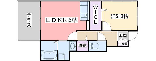 ラ・フォイユ橋本(1LDK/1階)の間取り写真