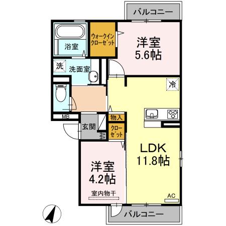 エスト出町(2LDK/3階)の間取り写真