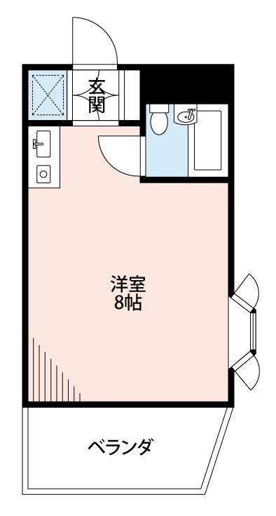サンクレスト南林間(ワンルーム/1階)の間取り写真
