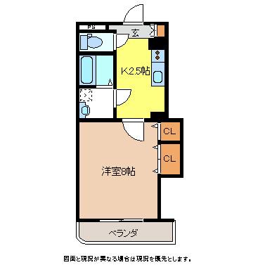 エクシブ広丘駅東A(1K/3階)の間取り写真
