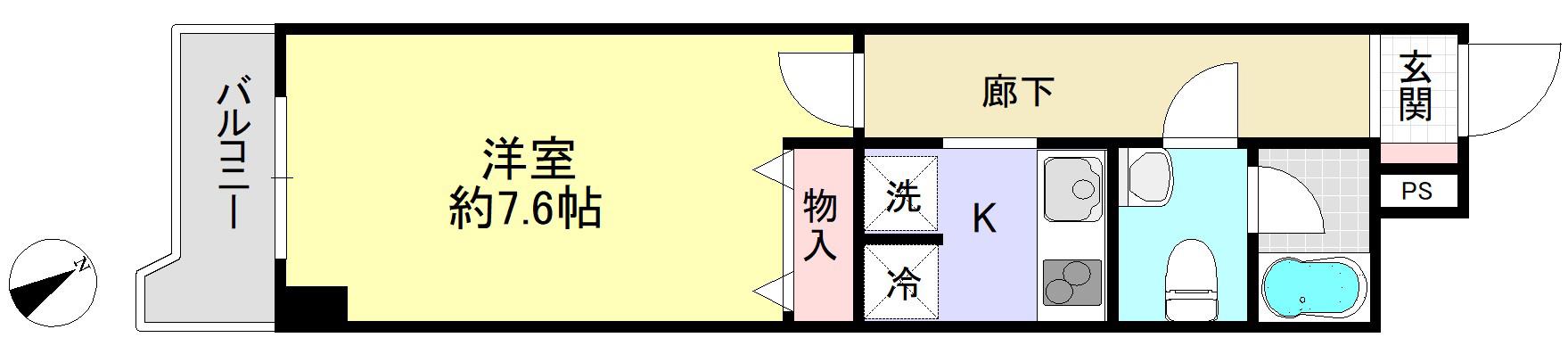 クレール御殿山(1K/2階)の間取り写真