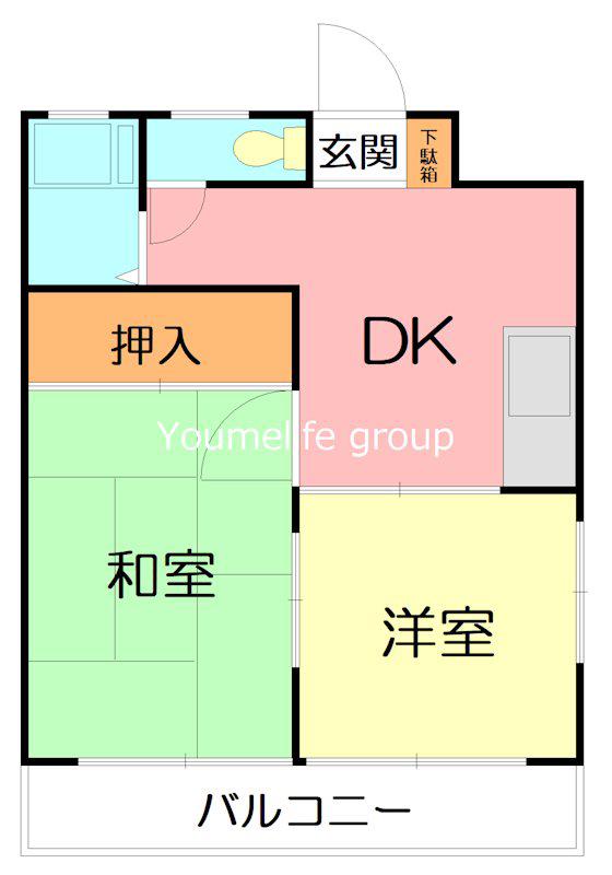 第2さわらびハイツ(2DK/2階)の間取り写真