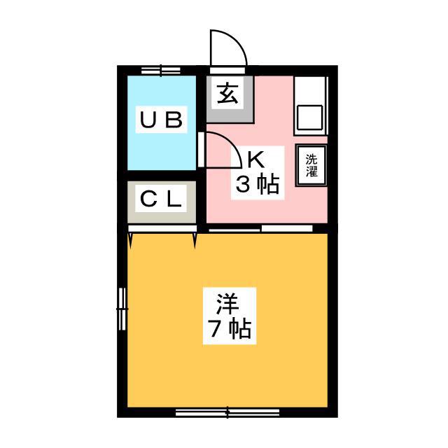浅川コーポII(1K/1階)の間取り写真