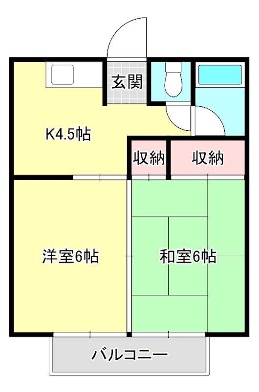 松石コーポ(2DK/2階)の間取り写真