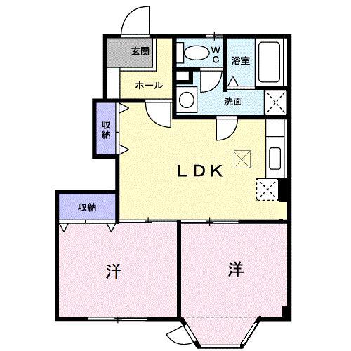 Rアベニ-ルC(2LDK/1階)の間取り写真